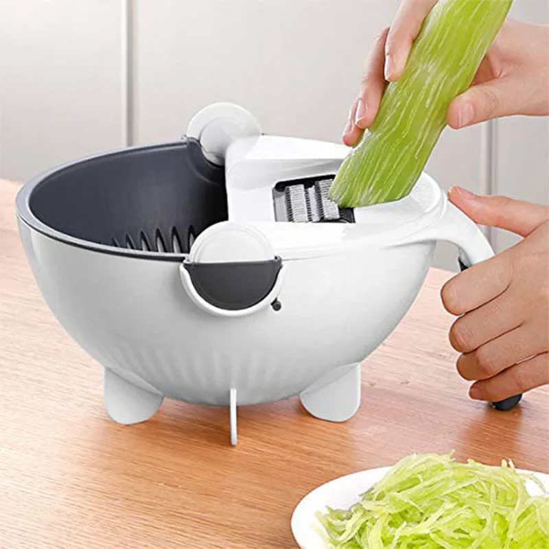 WALFOS Magic Multifunctional Rotate Vegetable Cutter With Drain Basket Kitchen Veggie Fruit Shredder Grater Slicer Drop Shipping