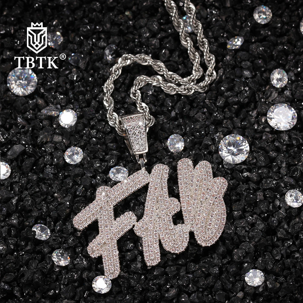 

TBTK Customized Necklace Fashion Doulble Layer Curise Ice Out Name Handmade Pendant Necklaces Women Best Friend Gift