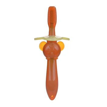 

Cute Safe Tool Cleaning Anti Dental Oral Care Soft Bendable Toothbrush Kids Silicone Training Baby Teether