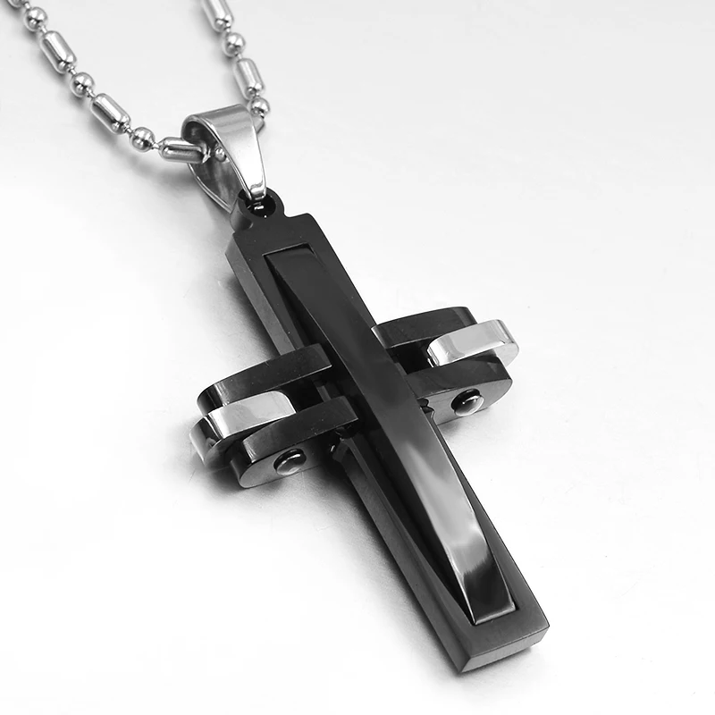black GOKADIMA bijoux, модное металлическое ожерелье из нержавеющей стали 316l с кулоном в виде Креста для мужчин и женщин, ювелирные изделия, WP313 - Окраска металла: black