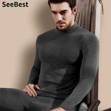 SeeBest термобелье с подогревом костюм набор для мужчин зимние волосы кальсоны с высоким воротом Мужская рубашка брюки внутренняя одежда толстый Tmall