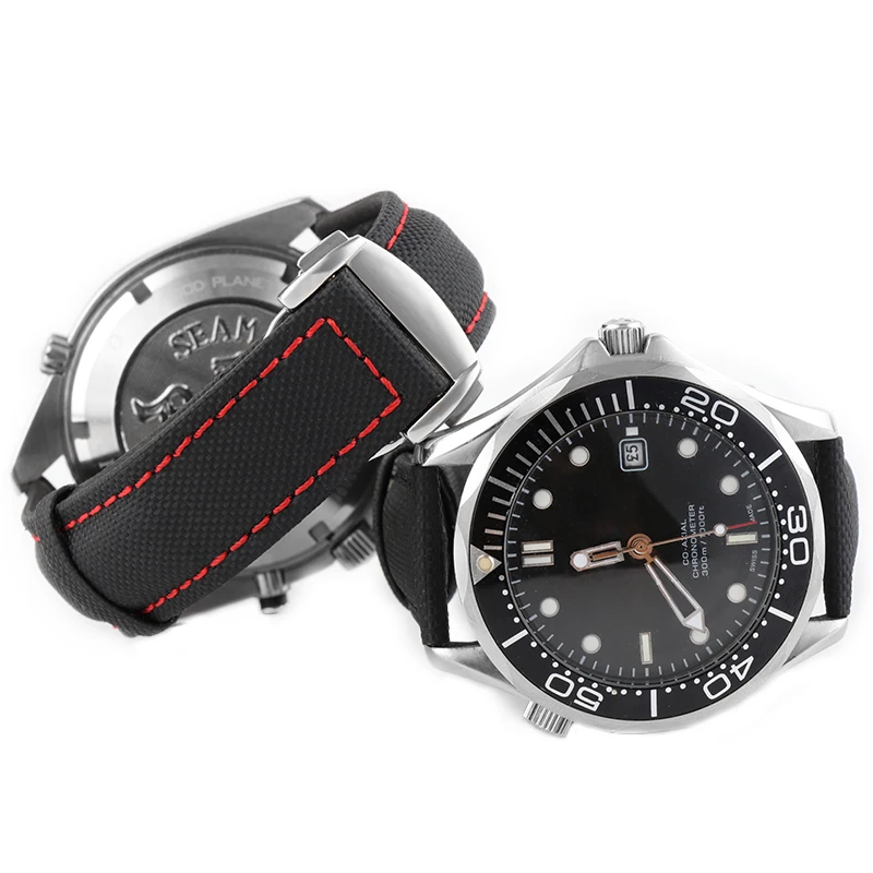 Skup 19 20mm 21 22mm 23mm nylonowe skórzane płótno Watchband dla Omega pasek zegarka dla obywatela dla Carrera dla IWC bransoletki akcesoria