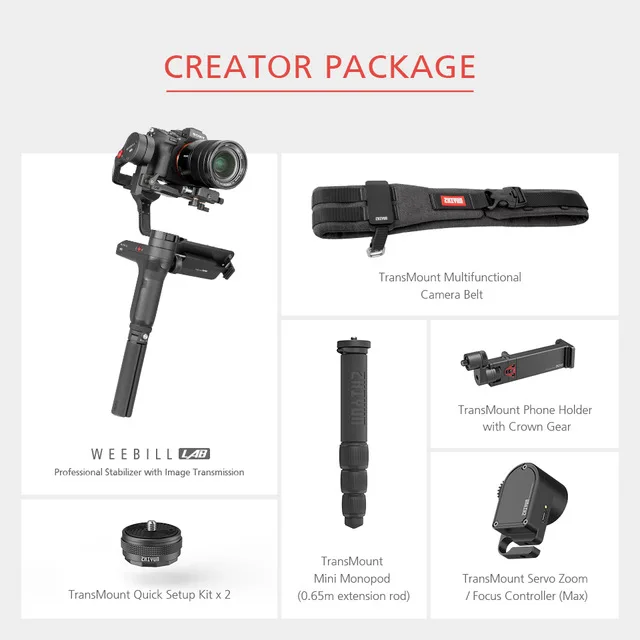 ZHIYUN Official WEEBILL LAB 3-Axis Image Transmission Stabilizer for Mirrorless Camera Sensor Control Handheld Gimbal in Stock - Цвет: Creator Package
