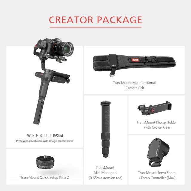 Creator Package ZHIYUN Official WEEBILL LAB 3-Axis Image Transmission Stabilizer for Mirrorless Camera Sensor Control Handheld Gimbal in Stock - Цвет: Creator Package