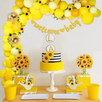 

QIFU Sunflower Balloon Garland Arch Kit Yellow Balloons Latex Ballon Birthday Party Decorations Kids Baby Shower Decor Balloons