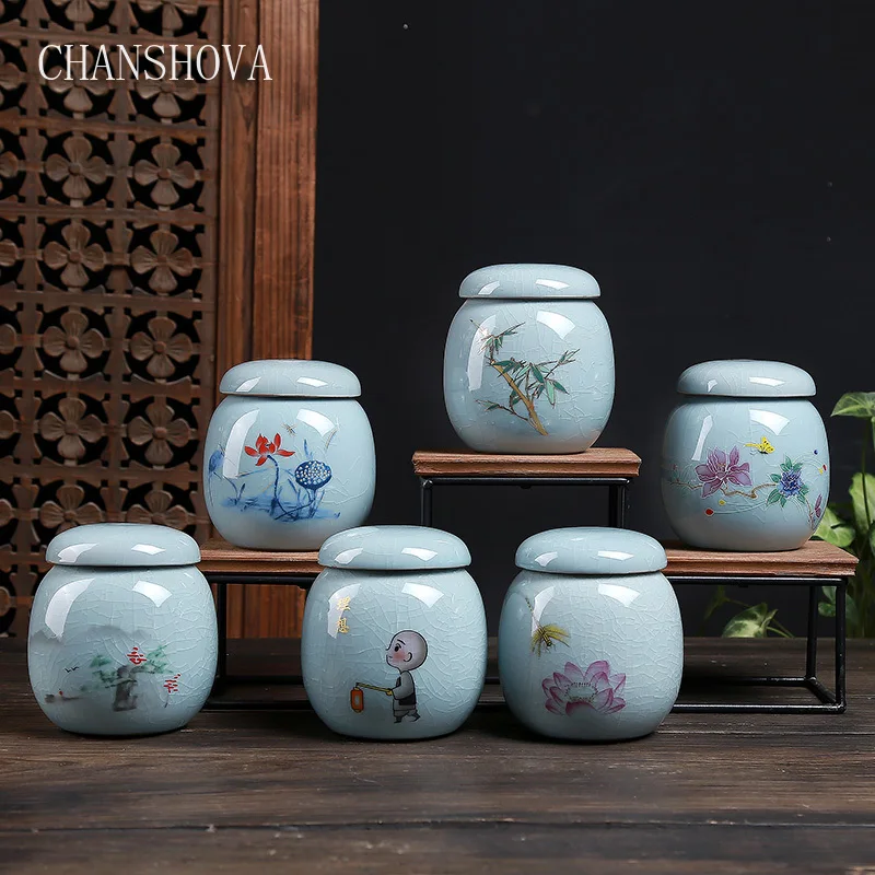 CHANSHOVA Traditional Chinese Style Multiple Patterns Crackle Ceramic Tea Box Caddy Sealed China Tea Storage Container H283|Tea Caddies| - AliExpress