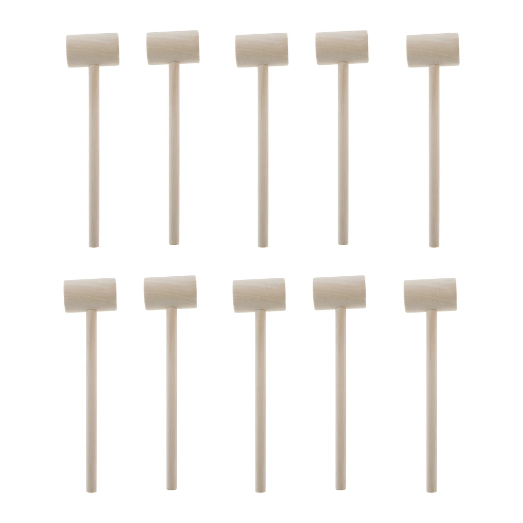 10x Leather Wooden Hammer Toy Crab Lobster  Mallet Beating Gavel for Kids
