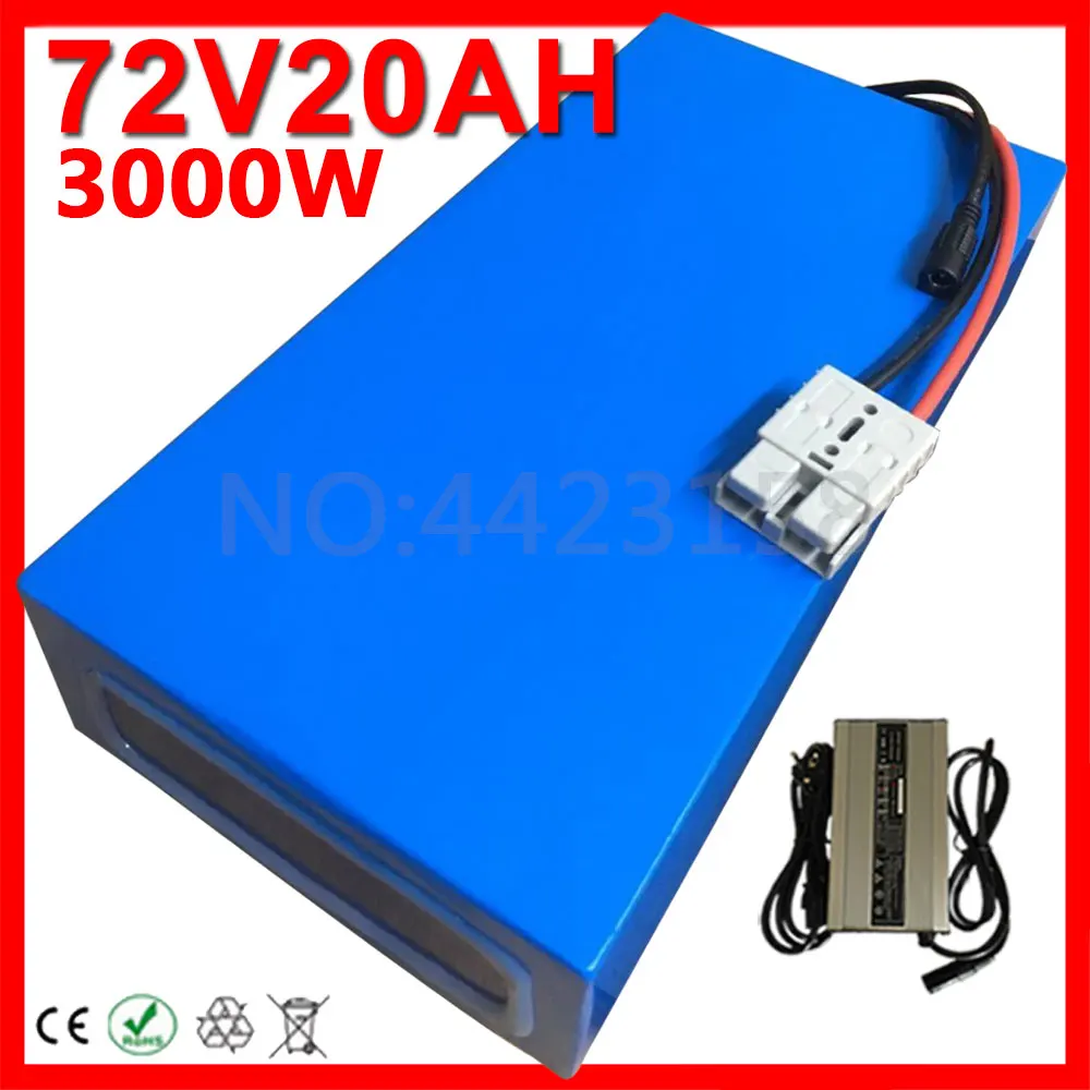 72V 2000W 3000W Батарея 72V 10Ah 12Ah 13Ah 15Ah 16Ah 18Ah 20Ah литиевая батарея электрического велосипеда с BMS+ 84V Зарядное устройство беспошлинно