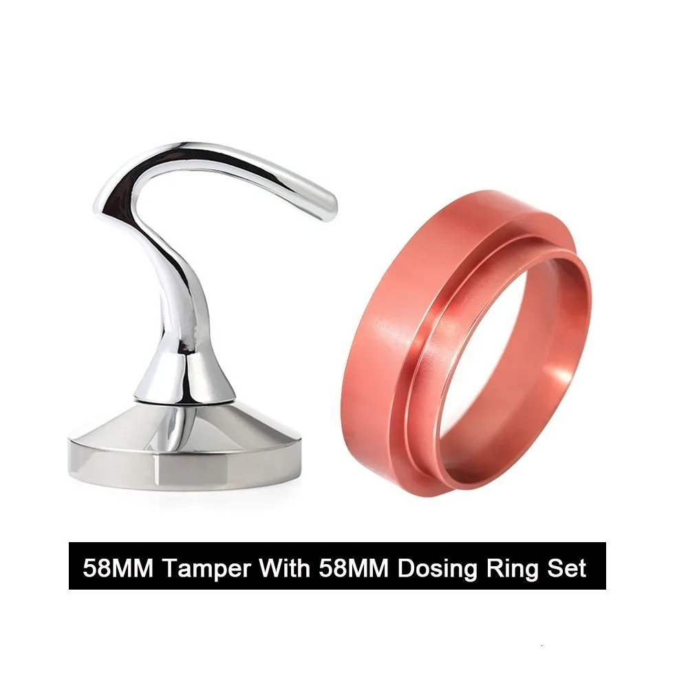 1 Tamper 1 Ring Нержавеющая сталь 58 мм трамбовочная кофемолка эспрессо инструмент Алюминиевый Дозирующее кольцо кофе трамбовочный набор для эспрессо Запчасти для кофеварки - Цвет: 1 Tamper 1 Ring