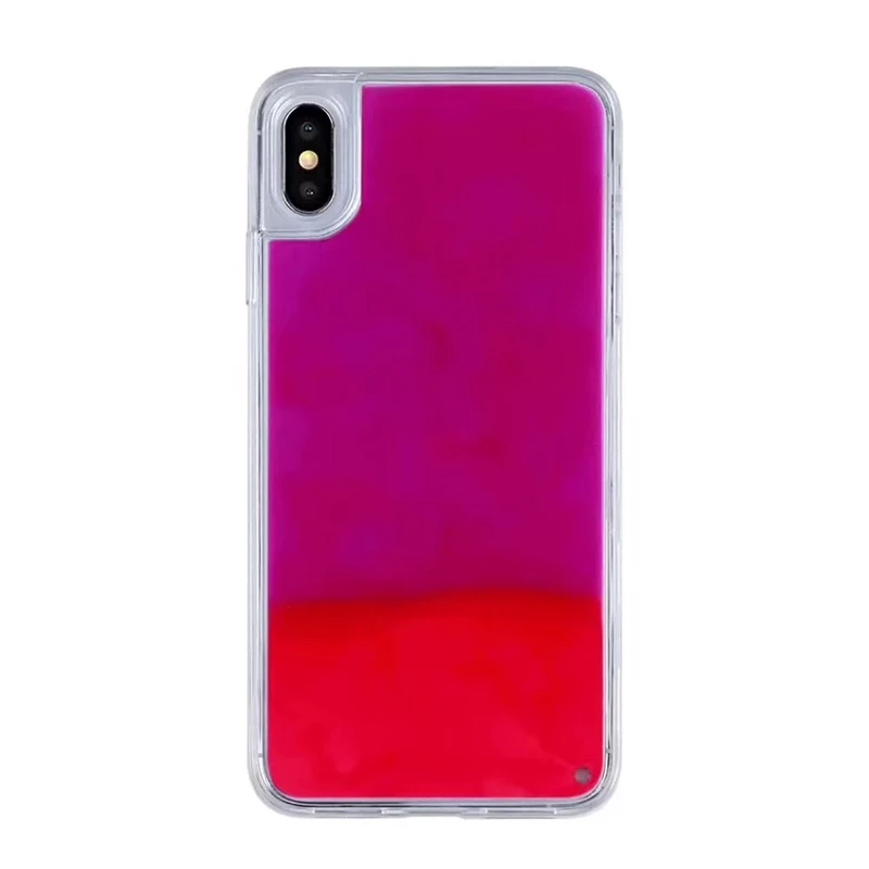 Светящийся Чехол для мобильного телефона с неоновым песком iPhone XR XS max X 6 7 8 plus