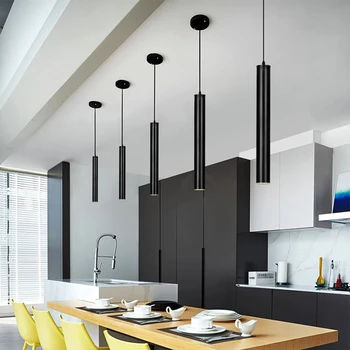 

Long Tube Lamp Dimmable Led Pendant Lamp Kitchen Island Dining Room Shop Bar Decoration Cylinder Pipe Pendant Light Kitchen Lamp