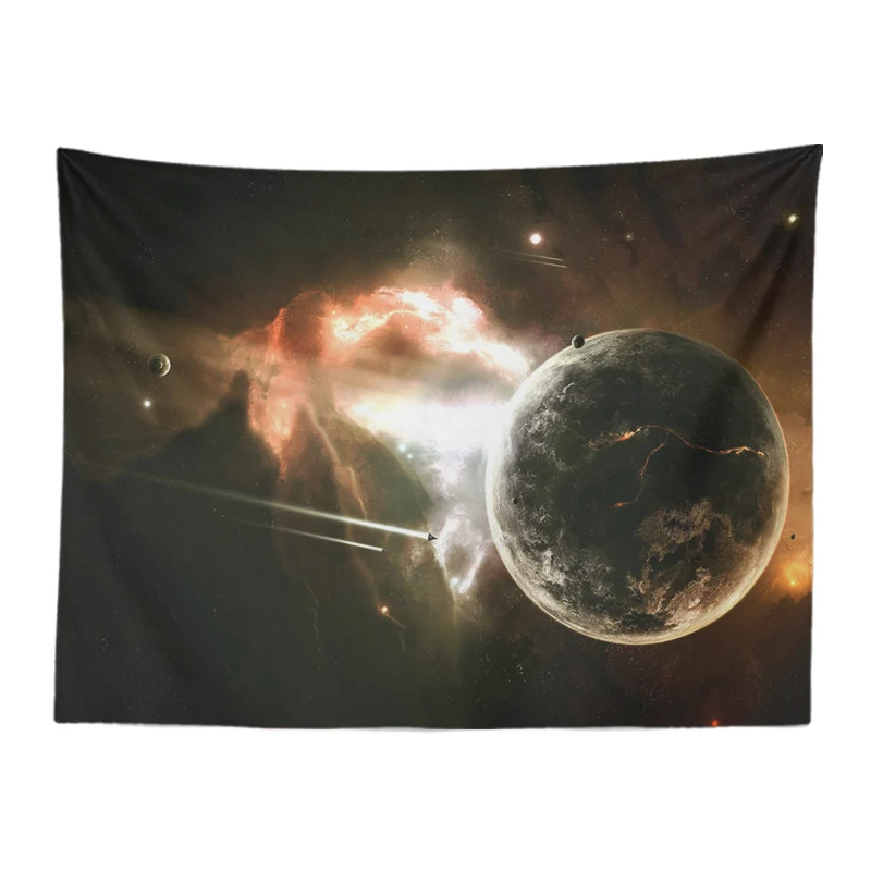 Customized Tapestry Planets Halo Meteor Explosion Wall-Mounted Living Room Decoration 130*150Cm Polyester Non-Slip Picnic Mat