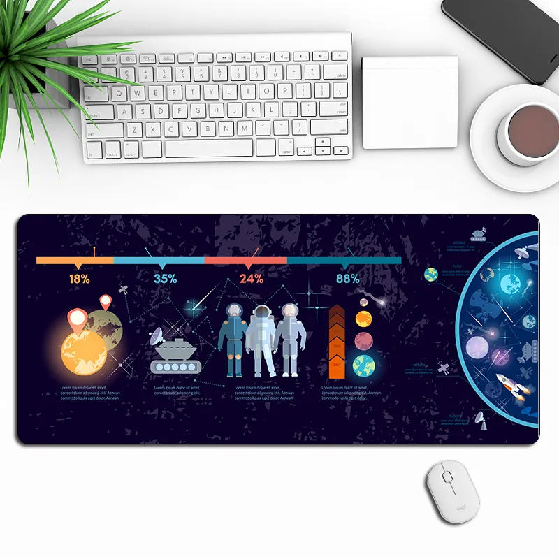 80x30cm student desk pad large gaming mouse pad keyboard wrist rest pad gaming accessories sci-fi universe earth planet mousepad