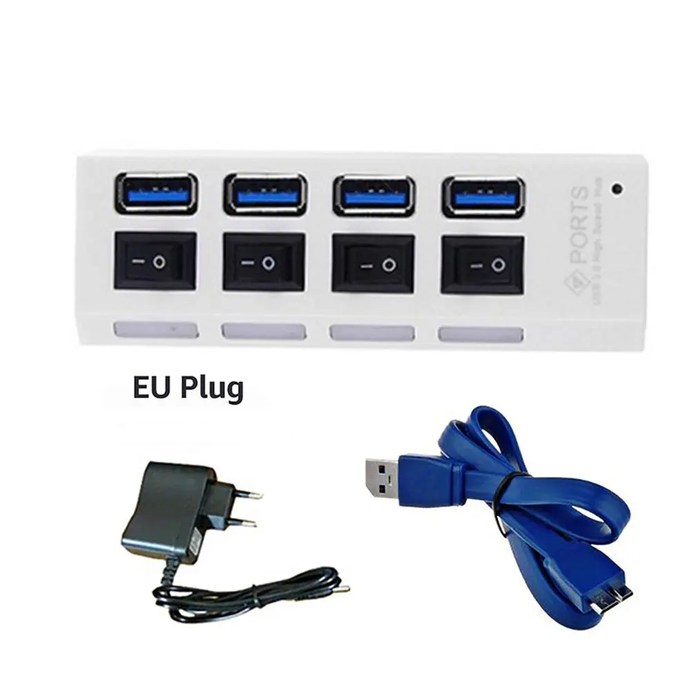 USB 3.0 4 Port EU Usb-хаб Micro USB 3,0 концентратор разветвитель с адаптером питания USB 4/7 порт Hab высокоскоростной 5 Гбит/с USB разветвитель 3,0 концентратор для ПК Аксессуары - Цвет: USB 3.0 4 Port EU