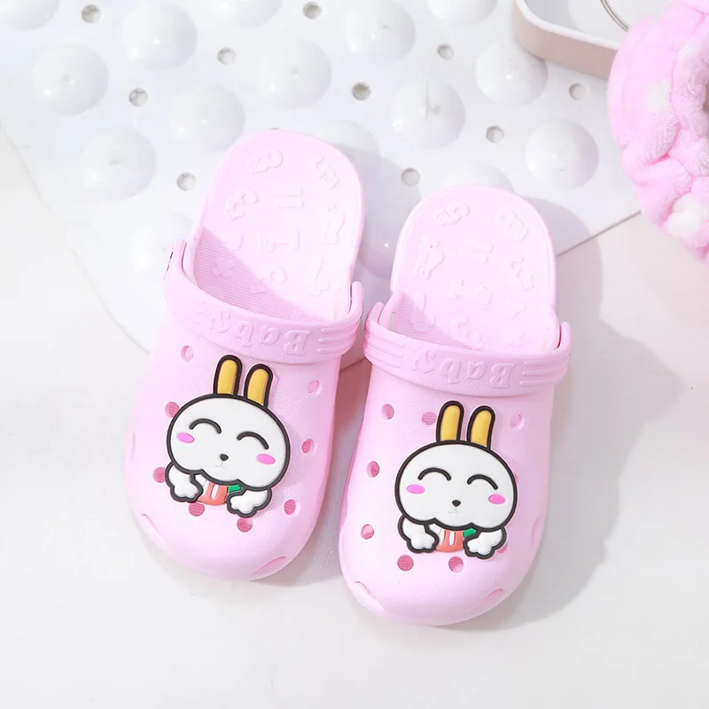 Children's cool slippers new summer bag head baby indoor home boys and girls hole shoes beach shoes soft sole anti-slip