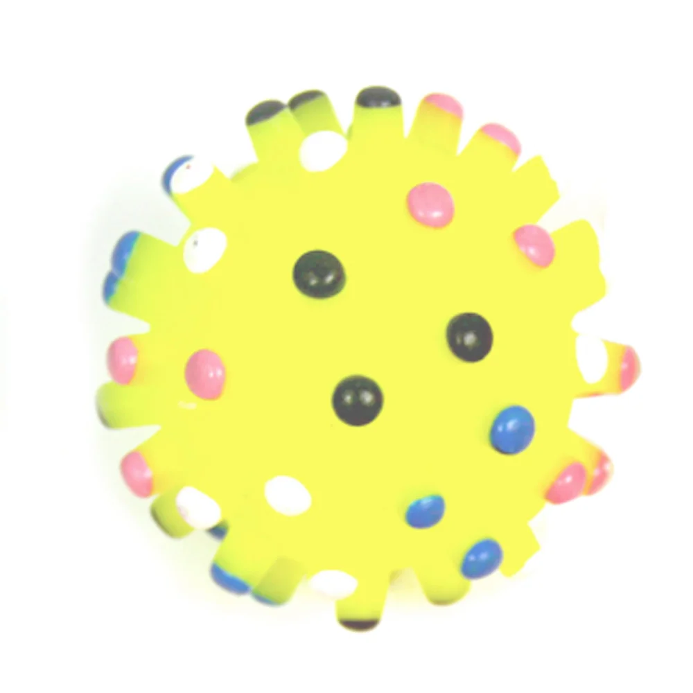 Colorful Pet Ball Toys Vinyl Teeth Training Dog Supplies Teether Puppy Toy Squeaky Dot Ball Funny Plastic Grinding