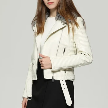 

Faux PU Leather Velvet Jacket Women Faux Fur Collar Female Jackets 2019 Winter Autumn Warm Slim Casual Ladies Coats For Ladies