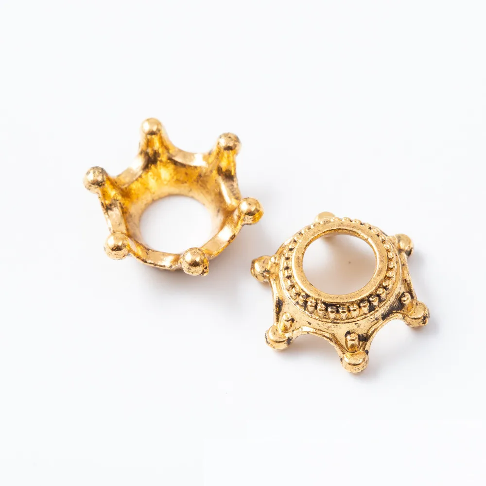 antique gold 100 шт 13 мм* 5 мм* 6 мм модные ювелирные изделия из сплава стерео корона 7 вариантов цвета - Цвет: antique gold