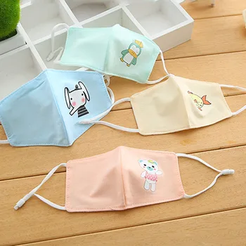 

Children Kids Washable Cotton PM2.5 Anti Dust Mouth Mask Foldable Cute Cartoon Animal Printed Adjustable Straps