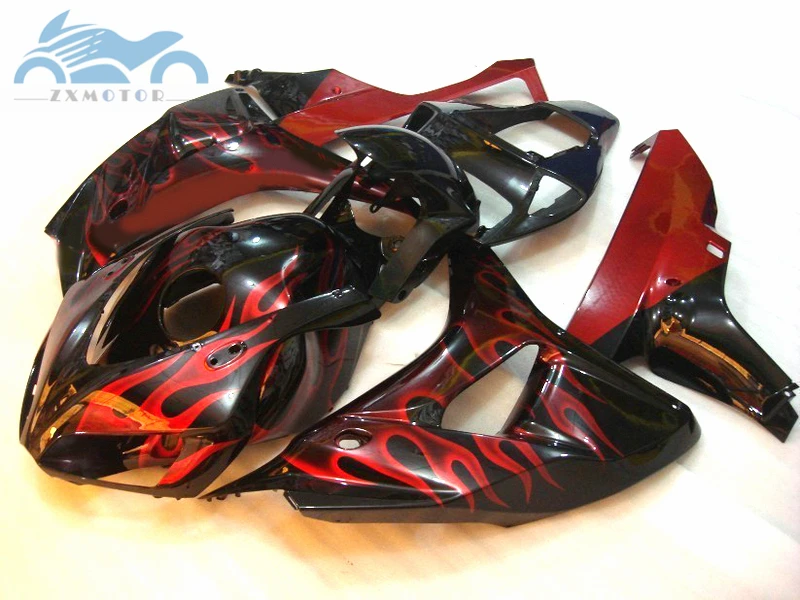 7 подарки впрыска обтекателя комплект Подходит для Honda CBR 1000RR 2006 2007 CBR1000RR 06 07 Черное и красное пламя Обтекатели наборы частей XY01