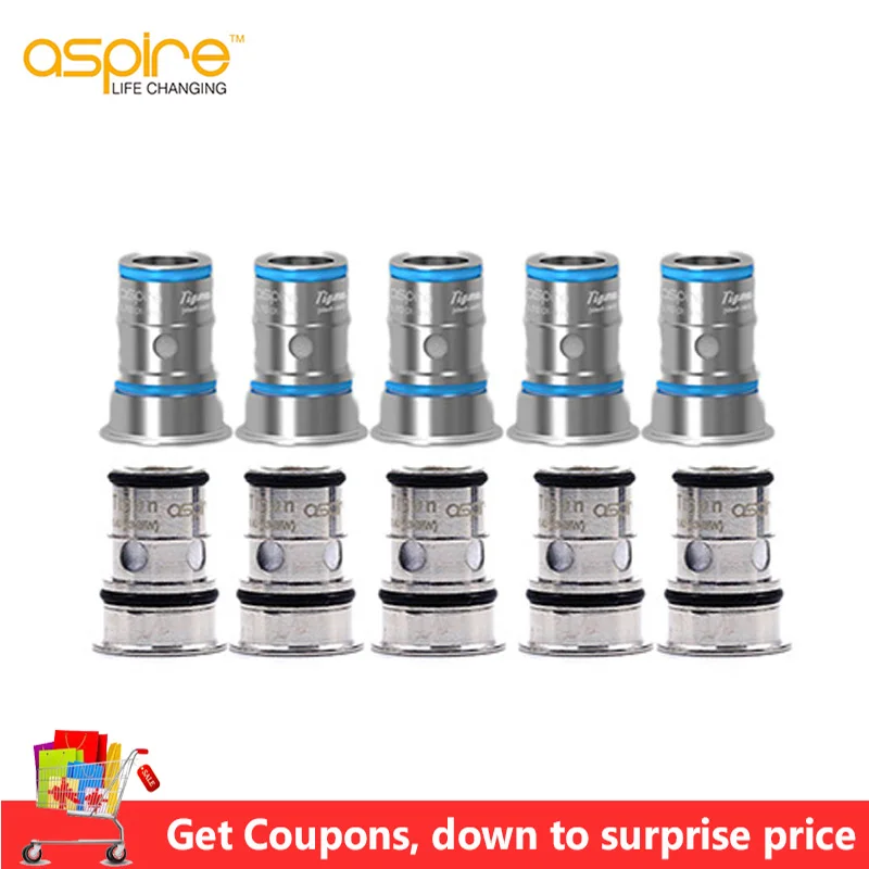Koop 5 20pcs Originele Aspire Tigon Coil Verdamper 0.7ohm Mesh Coil 0.4ohm 1.2ohm voor Aspire Tigon Kit Reax Mini tigon AIO Kit