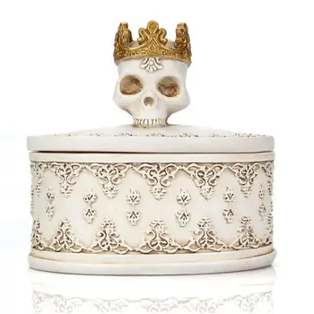 

Vintage Jewelry Box Human Skull Black Square Jewelry Trinket Box Halloween Decoration Skeleton