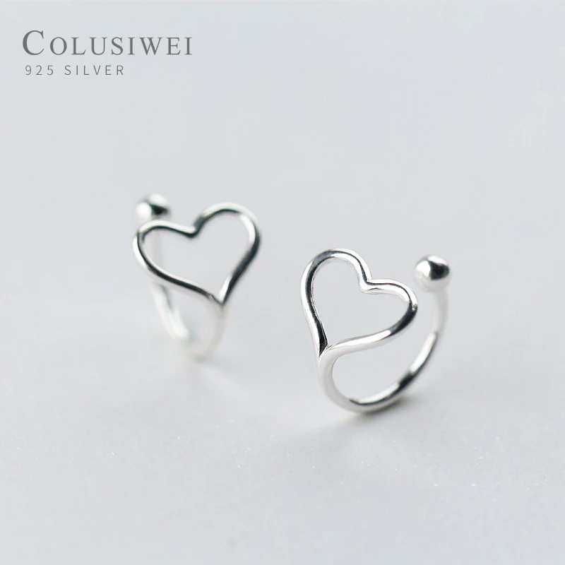 

Colusiwei Elegant Hollow Out Heart Clip Earrings for Women Do Not Need Ear Hole Stylish Japan Jewelry Bijoux New Fashion Brincos