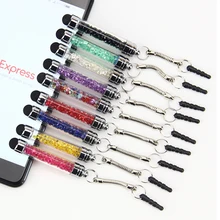 10x Кристальный стилус для мобильного телефона iPhone 4, 4S, 5, 5S, SE и 3,5 мм, пылезащитная заглушка, стильная блестящая прозрачная ручка для сенсорного экрана