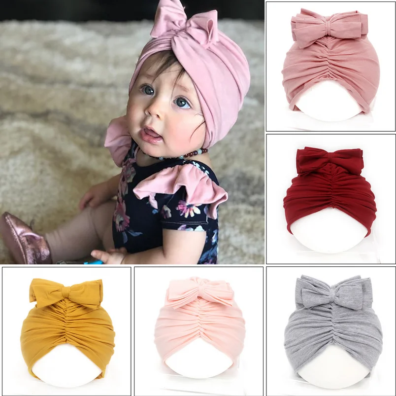 

2020 Baby Hat Newborn Soft Cotton Baby Girl Hat Turban Infant Toddler Baby Cap Bonnet Headwraps Kids Beanie Headband Accessories
