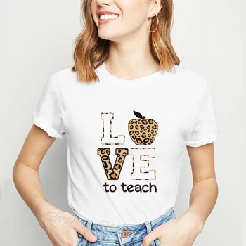

Teacher Tshirt for Women Harajuku Love Teach Fashion Female T-shirts Teacher Squad Clothes 2019 Ulzzang White Printed Tops Tees