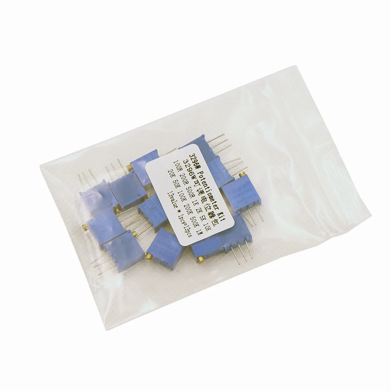 Multiturn Potentiometer Linear Potentiometer Rotary Potentiometer Potentiometer Kit Trimmer Potentiometer Adjustable Resistor Electronic Components 13pcs = 13kinds * 1pcs 3296W adjustable potentiometer Kit contains 100R 200R 500R 1K 2K 5K 10K 20K 50K 100K 200K 1M
