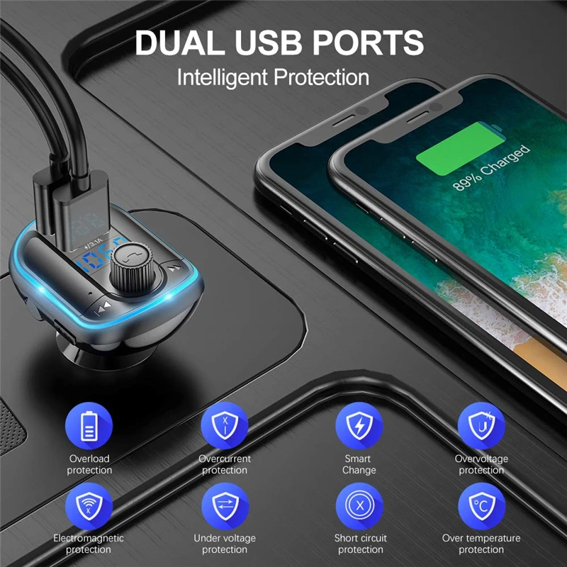 Новинка 2020 модулятор FM передатчика со вспышкой Bluetooth 5 0 автомобильный комплект