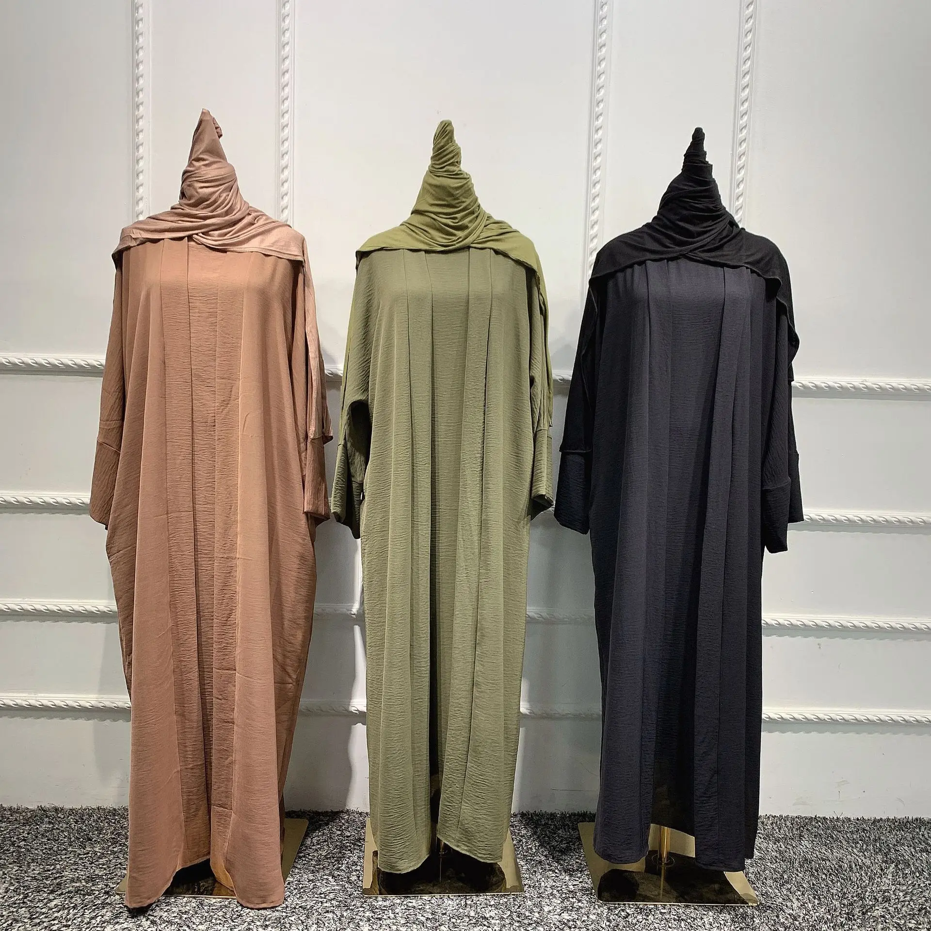 Ramadan Eid Djellaba Suits Abaya Dubai Two pieces Muslim Sets Dress Abaya Dubai Turkey Muslim Islam Abayas With Belt WY604