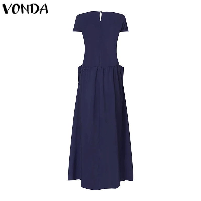 Модное белое платье, VONDA, летнее платье с круглым вырезом и короткими рукавами, мешковатое платье макси, длинные платья для беременных, богемный сарафан, Femme Vestidos