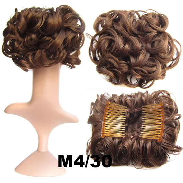Similler короткие грязные кудрявые волосы булочка легко растягиваются расчески для волос заколки для наращивания шиньон поднос конский хвост шиньон - Цвет: M430
