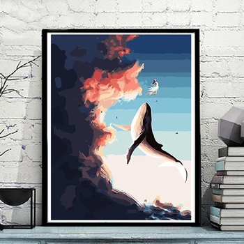 

Blue Mermaid oil paintings coloring draw pictures by numbers with kits on canvas Cartoon anime artwork handmade paint by numbers