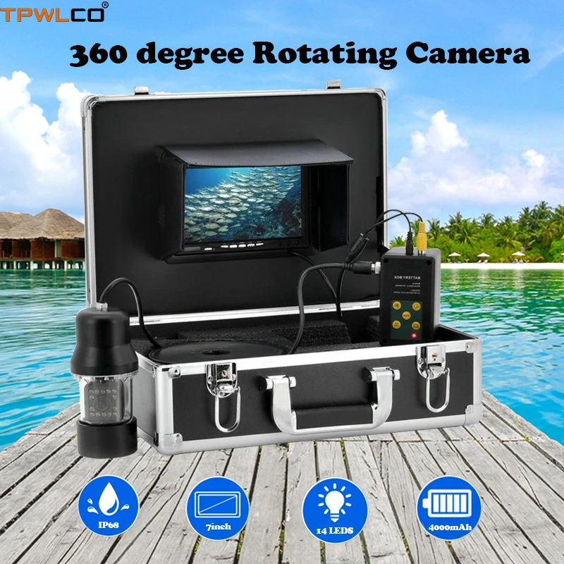 

TPWLCO IP68 Waterproof Fish Finder Video Camera 360 Degree Rotating Underwater Fishing Kit With 7inch 20m Cable DVR 3.6mm Camera