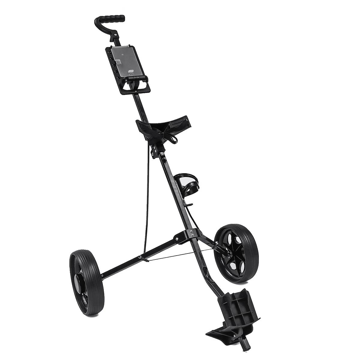 Golf Pull Cart Iron Black Adjustable Golf Trolley Cart 2 Wheels Push Pull Aluminium Alloy Foldable Trolley With Brake