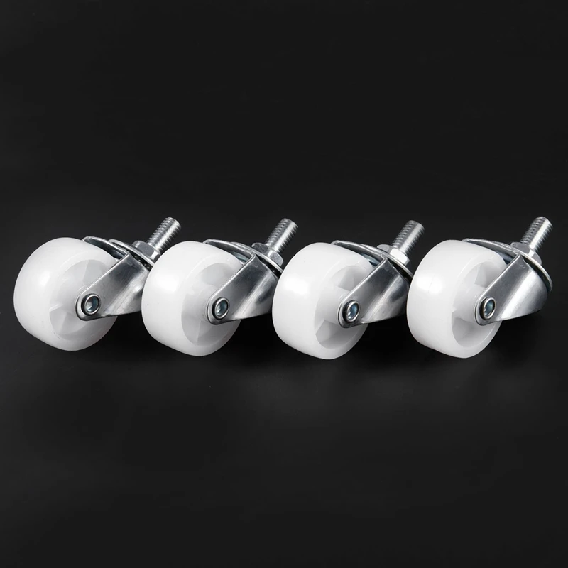 4pcs Market Cart 8mm Thread Dia 1.5 inch Rotary Round Wheel Swivel Caster