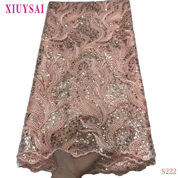 

2020 New Design Nigerian Lace Latest African Lace 2020 Bridal Lace Fabric African High Quality Sequins Lace Fabri S222