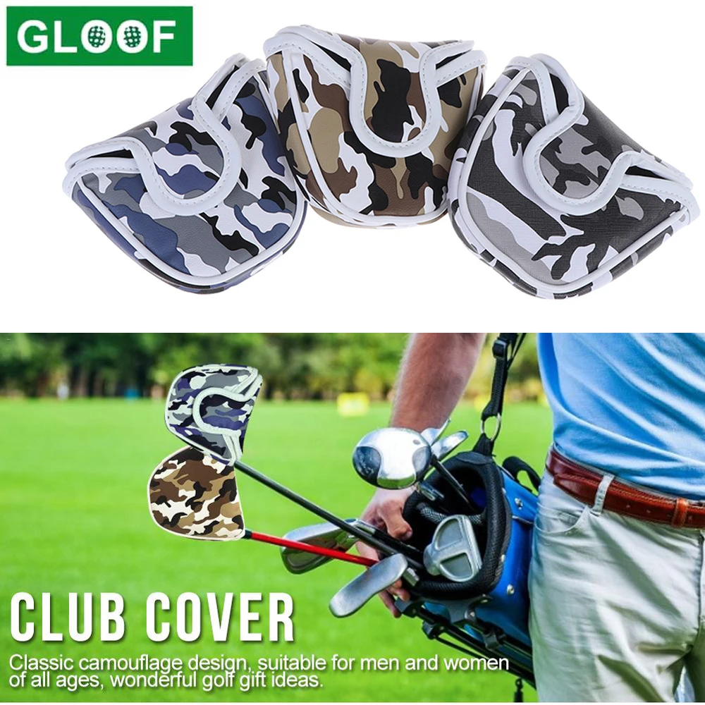 

Golf Pusher Sleeve PU Leather Camouflage Golf Putter Cover Universal Semi-circular Practical Lightweight Protection Waterproof