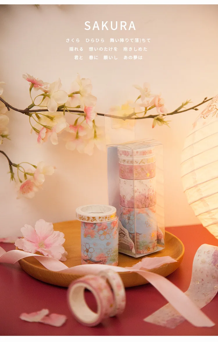 10 компл./лот DIY японский Бумага декоративная клейкая лента с марта вишня серии лента Washi/клейкую ленту наклейки