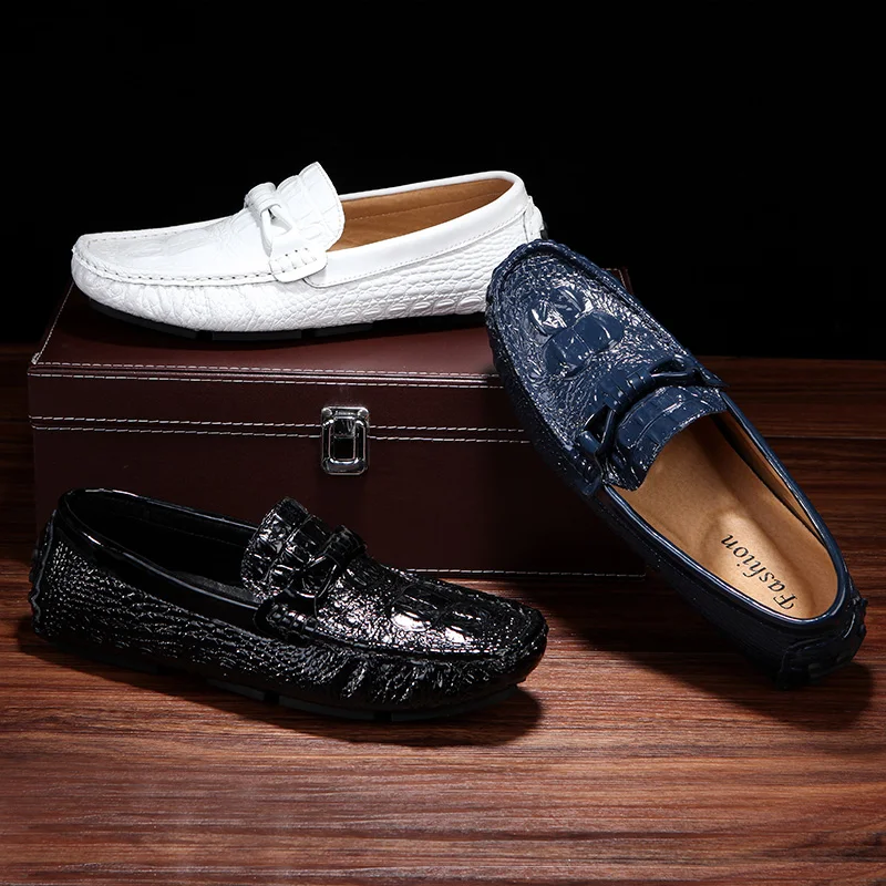 

Fashion Genuine Leather Slip-on Flats Casual shoes Outdoor Driving Oxfords loafers Shoes Men Moccasins Large size 37-47