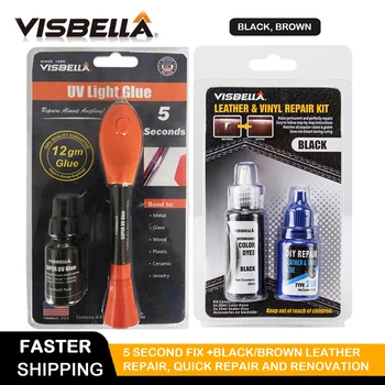 

VISBELLA 5 Second Fix UV Light Glue Pen Repair Plastic Metal Glass with Liquid Leather Repair Kit Car Seat Sofa Scratch Cracks