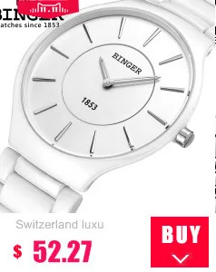 Швейцарские мужские часы BINGER, люксовый бренд, кварцевые, водонепроницаемые, с ремешком из натуральной кожи, с автоматической датой, хронограф, мужские часы, BG6019-M