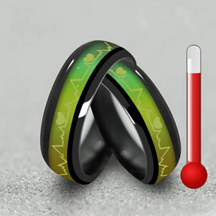 Hot Selling Mood Temperature Change Ring with Titanium Steel Couple ECG Men and Women Rings Wholesale | Украшения и аксессуары