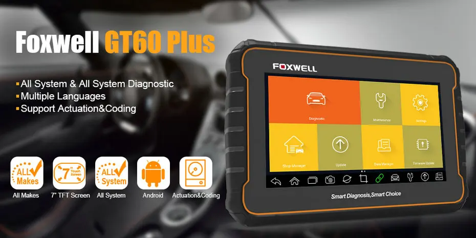 FOXWELL GT60 Plus OBD2 автомобильный сканер полная система OBD 2 Код считывание сканер ECU кодирование и активация ODB2 автомобильный диагностический инструмент