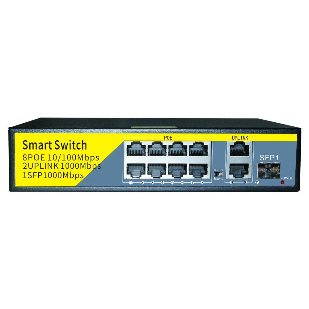 

8 ports PoE Switch 10/100/1000M 8+3 Port Rack Mount Ethernet Switch Plug and Play for cctv security system Ip Camera