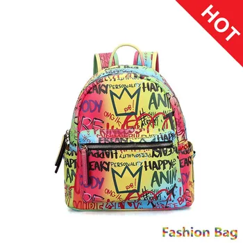 

Queenie Fashion Bag Graffiti Backpack For Women 2020 Rainbow Colorful Women Backpack Ladies Travel Bag Casual School Bag