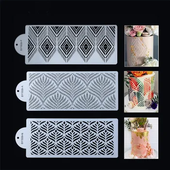

DIY Bohemian Style Plastic Sugar Sieve Mold Fondant Printing Mold Hollow Wedding Cake Edge Decoration Template Baking Tools